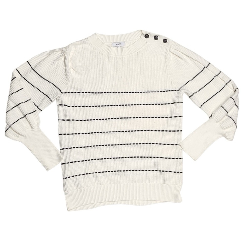 NWOT Suncoo Paris L/S Blue And White Striped Sweater Size:Large 100% Cotton